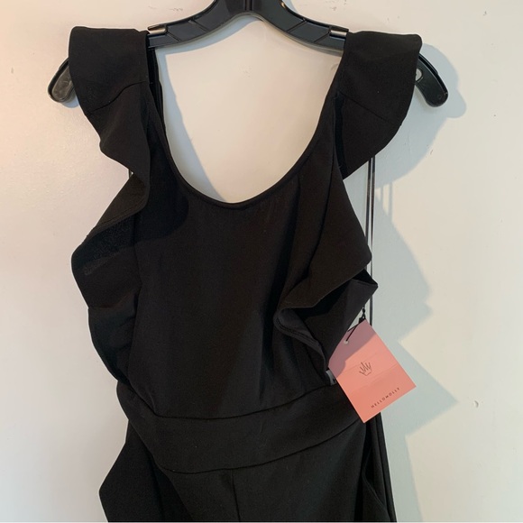 NWT Hello Molly I Hope You Dance Black Wide Leg Frill Top Jumpsuit Size M 6 - Picture 3 of 9